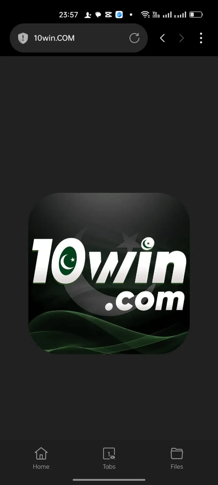 10Win app loading screen after 10Win APK install